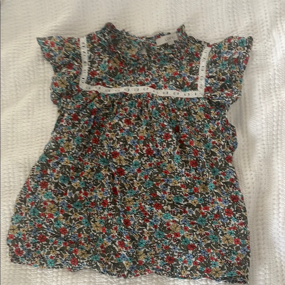 LOFT Floral Blouse - Red, Blue, White